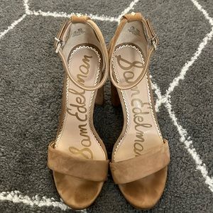 Sam Edelman Yaro Nude Suede Sandal Heels